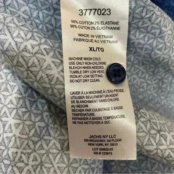 Jachs New York men blue button up short sleeve casual shirt size XL - Picture 7 of 8